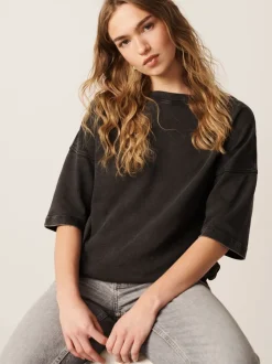 Gris de charbon de bois - T-shirt long épais décontracté