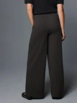 Gris de charbon de bois - Joggings à jambe large en jersey