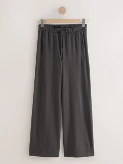 Gris de charbon de bois - Joggings à jambe large en jersey