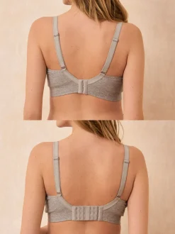 Gris et rose blush - Lot de 2 soutiens-gorge de Grossesse et d’Allaitement Seraphine en bambou doux sans coutures