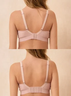 Gris et rose blush - Lot de 2 soutiens-gorge de Grossesse et d’Allaitement Seraphine en bambou doux sans coutures