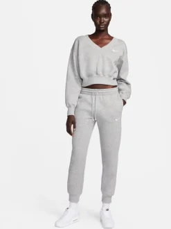Gris foncé chiné - Jogging Nike Phoenix en polaire taille mi-haute