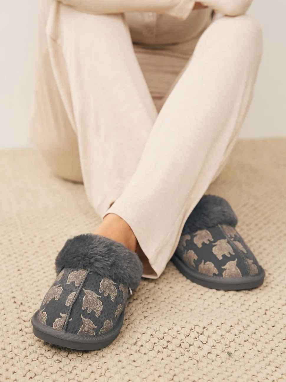 Gris Hamish - Suede Mule Pantoufles