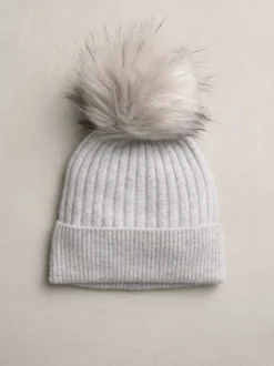 Gris pâle - Bonnet à pompon N. Premium 100% cachemire