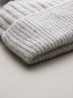 Gris pâle - Bonnet à pompon N. Premium 100% cachemire