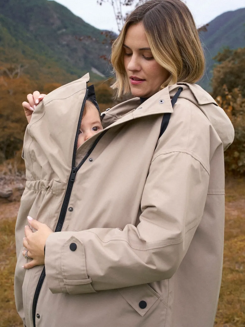 Gris taupe - Imperméable de Grossesse et de portage Seraphine 3-en-1