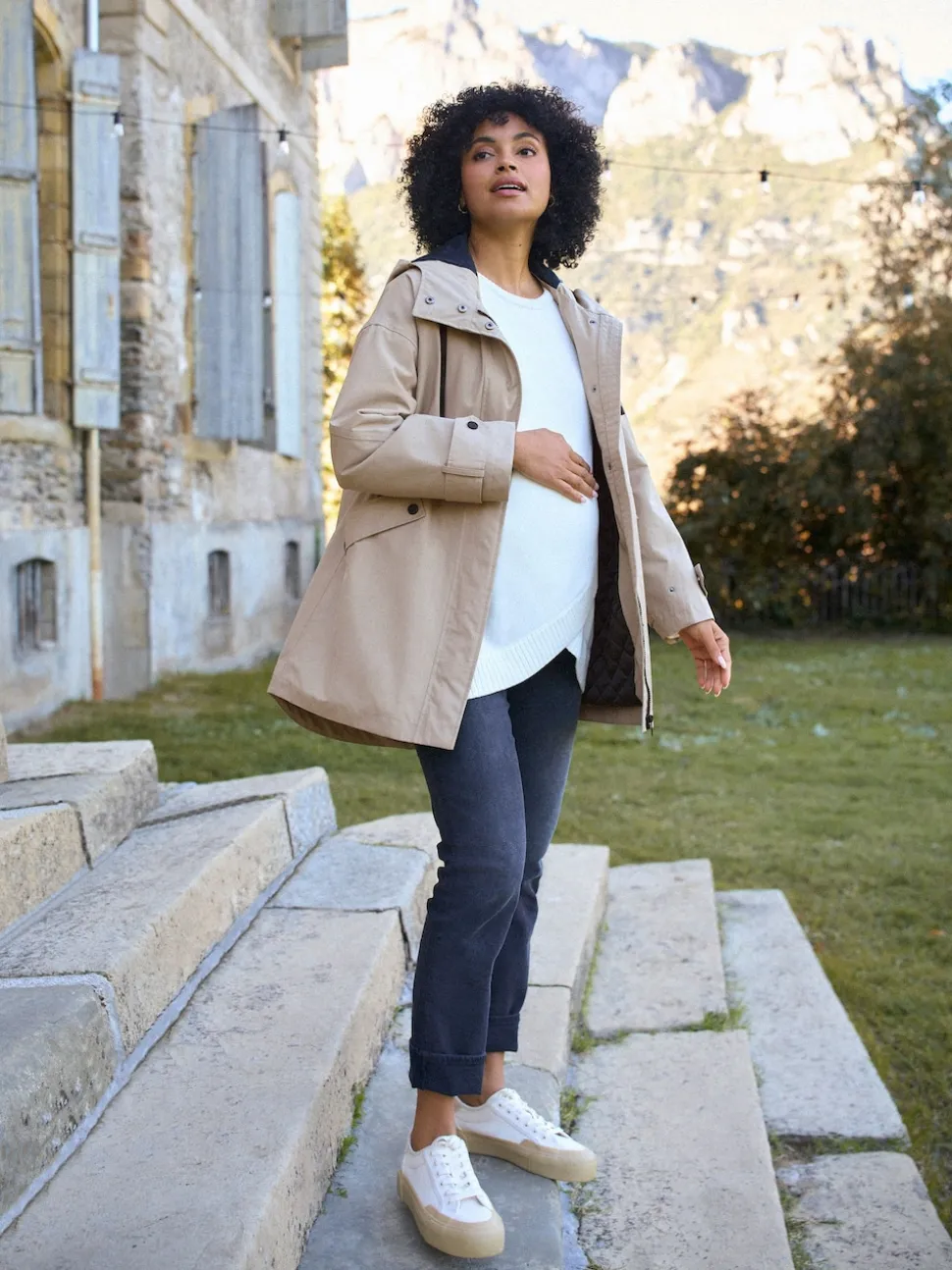Gris taupe - Imperméable de Grossesse et de portage Seraphine 3-en-1
