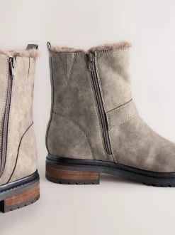 Gris texturé - Bottines Forever Comfort® en fourrure synthétique