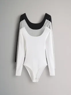 Gris/noir/blanc - The Set 3{Lot Manches longues nervurées Body