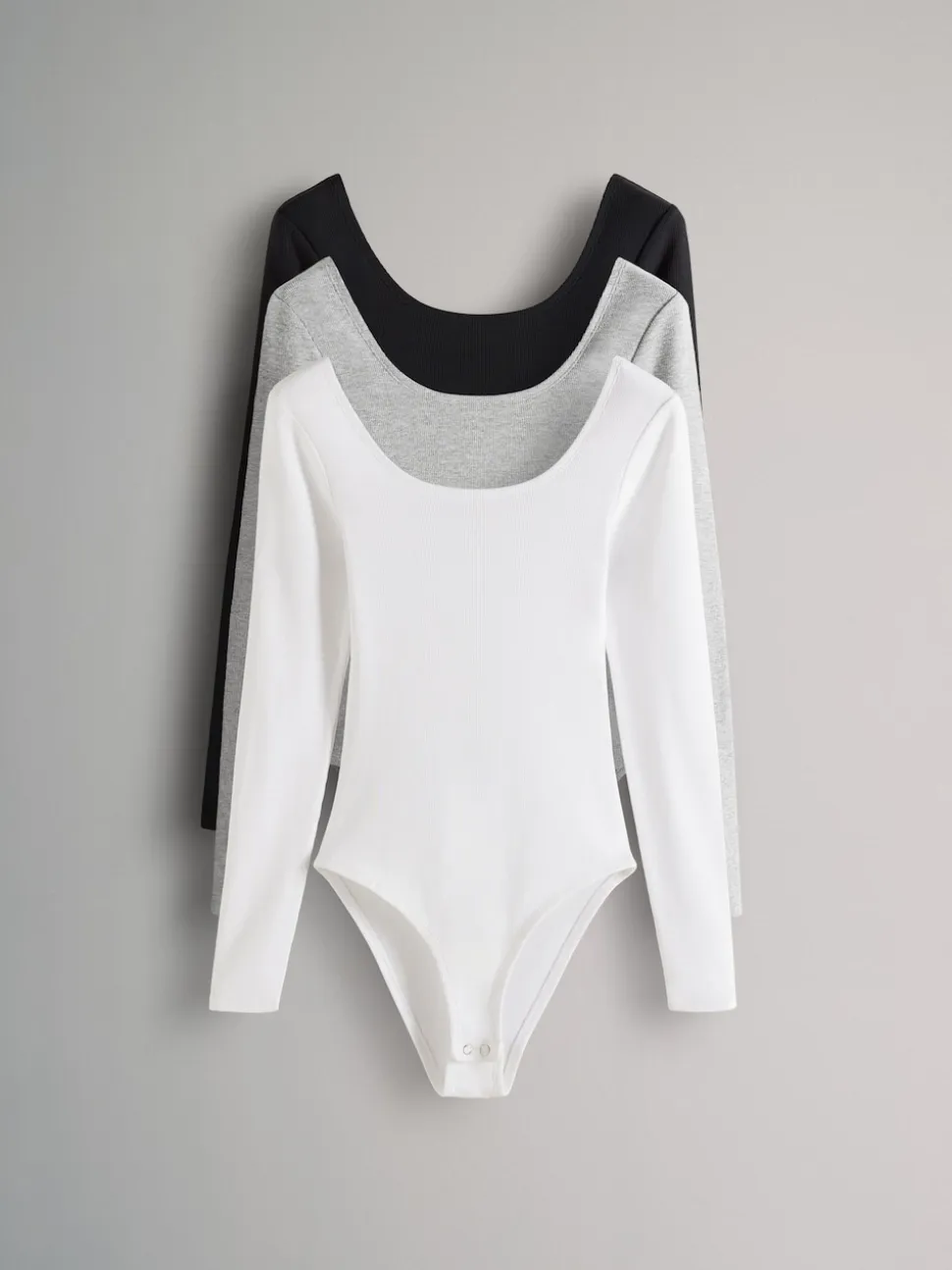 Gris/noir/blanc - The Set 3{Lot Manches longues nervurées Body