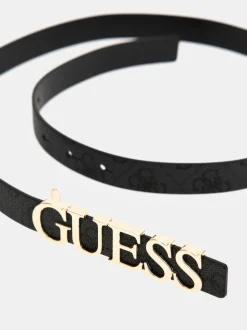 Guess ceinture noire à logo métallique