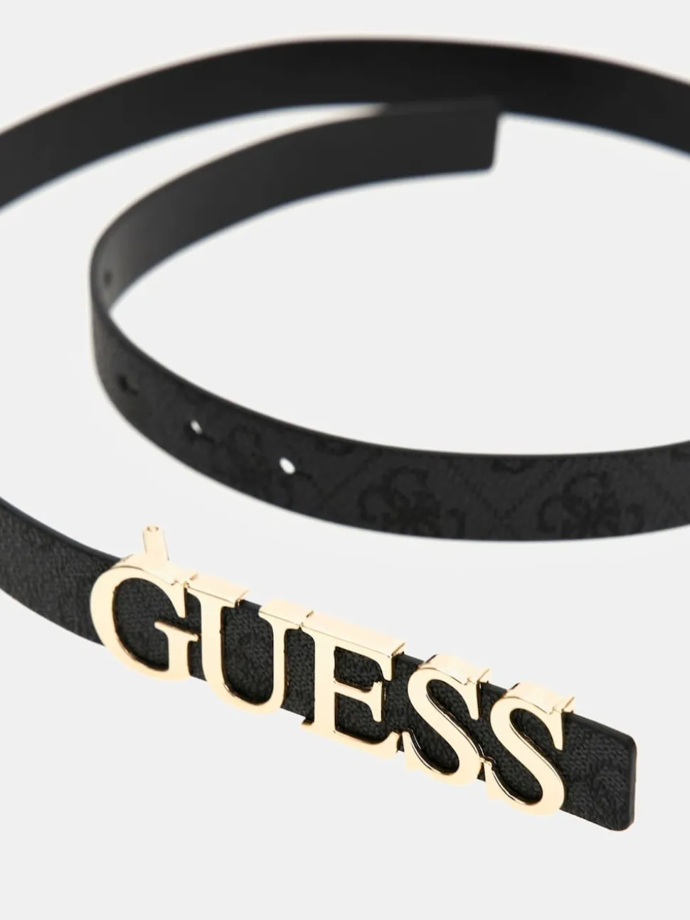 Guess ceinture noire à logo métallique