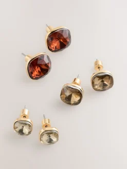 Gunmetal - Lot de 3 boucles d’oreilles à clous bijoux