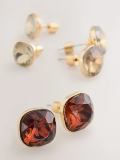 Gunmetal - Lot de 3 boucles d’oreilles à clous bijoux