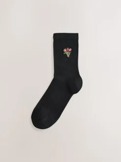 Hamish The Highland Cow / Tulipes - Chaussettes à motif brodé 4 Pack