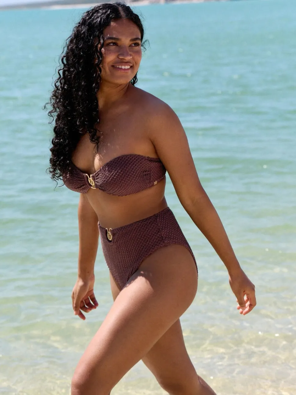 Haut de bikini B by Ted Baker non rembourré à armatures marron chocolat en lurex