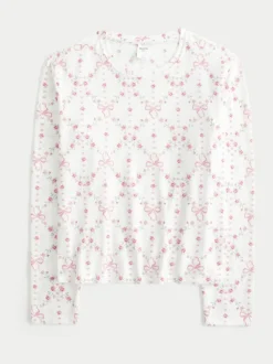 Haut de pyjama Hollister Cosy blanc à manches longues