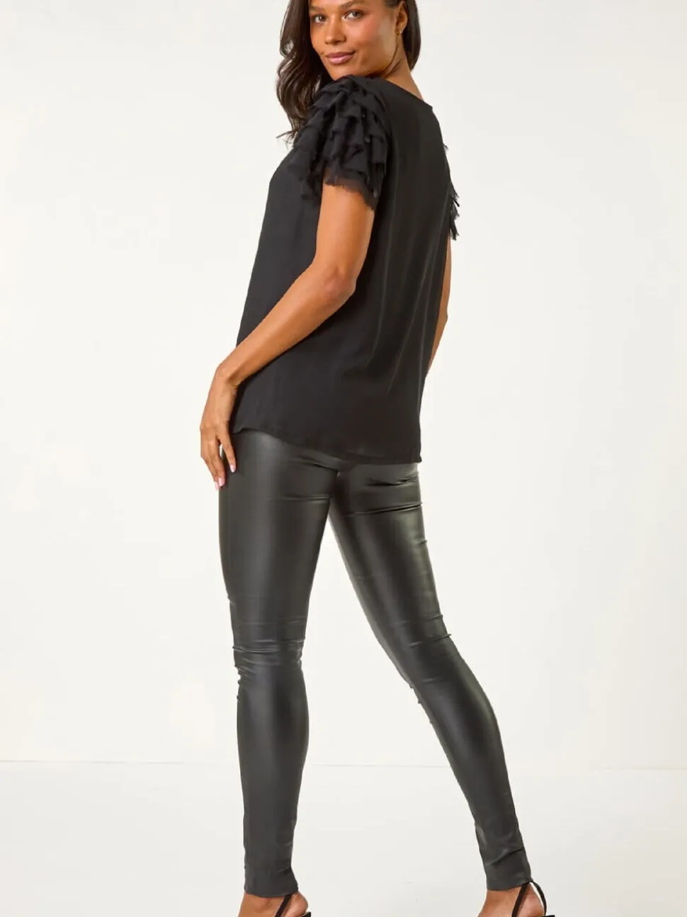 Haut Roman Col bénitier Sequin sequins et épaules