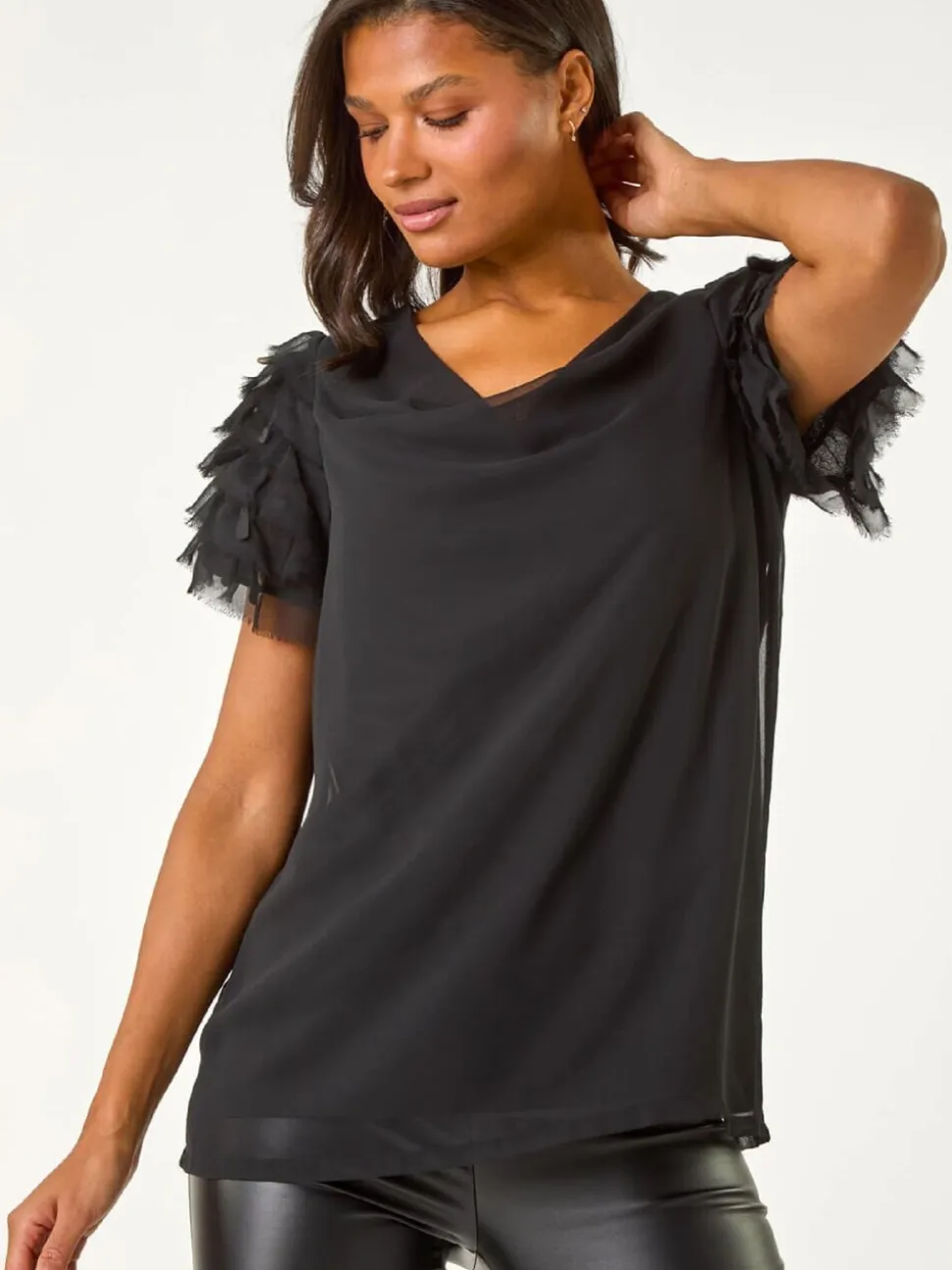 Haut Roman Col bénitier Sequin sequins et épaules
