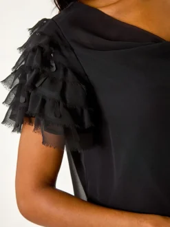 Haut Roman Col bénitier Sequin sequins et épaules