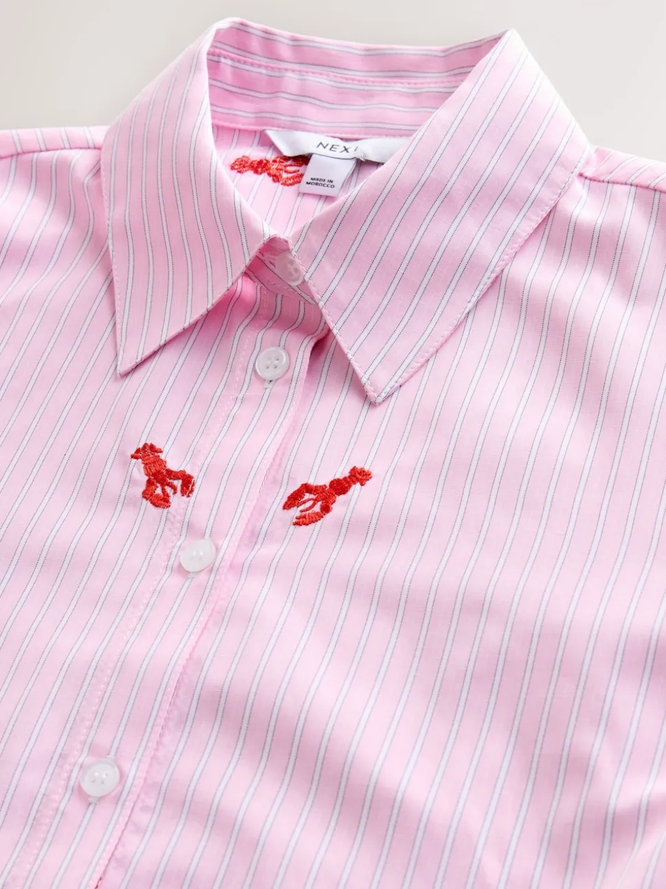 Homard Rayure rose/blanc - Chemises à manches longues brodées