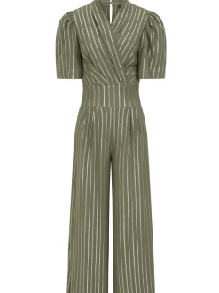 Hot Squash Vert Wide Leg Or Rayure Jumpsuit
