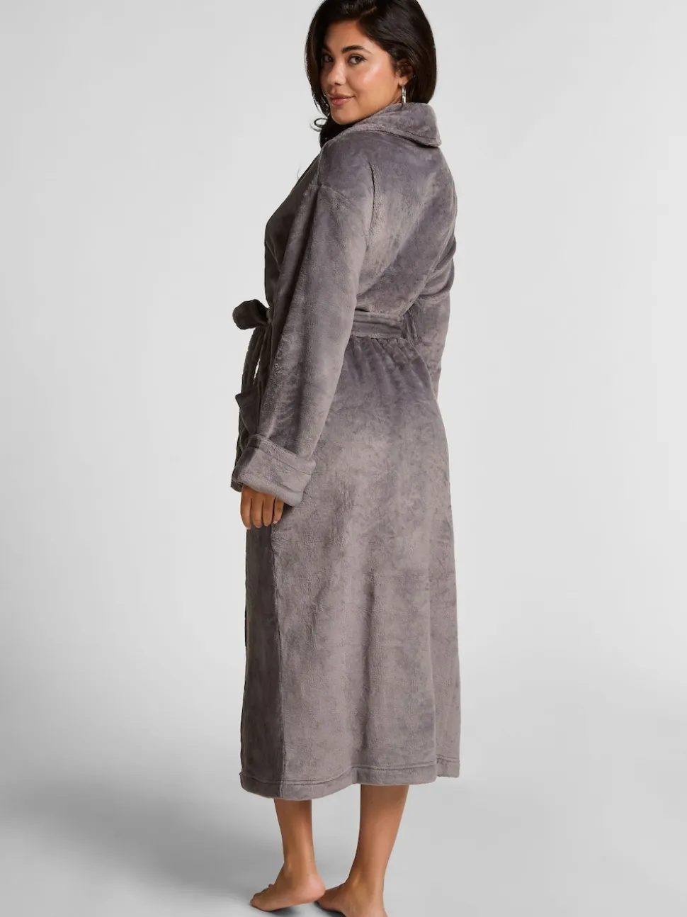 Hunkemoller Peignoir gris en polaire douce