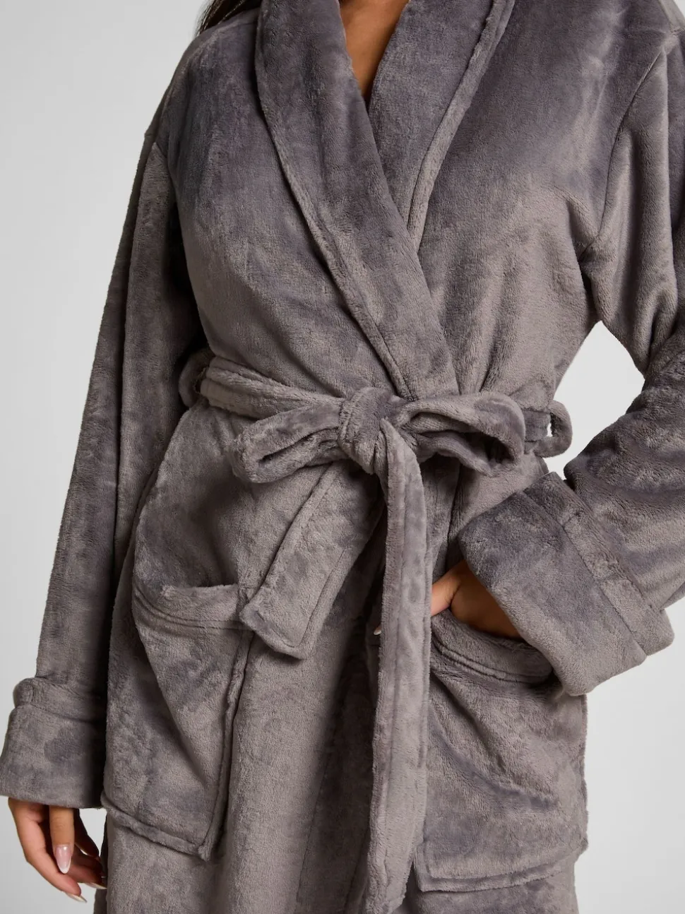 Hunkemoller Peignoir gris en polaire douce