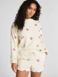 Hunkemoller pyjama blanc en polaire en flanelle