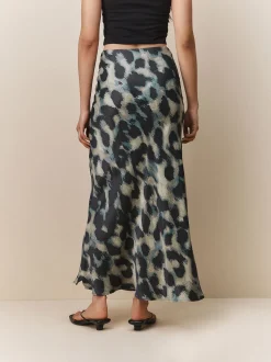 Impression animale verte - Jupe Midi Satin