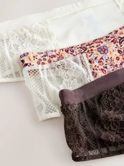 Impression florale - Lot de 3 culottes en modal et dentelle