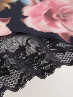 Impression florale noire - No VPL Lace Back Briefs 5 Pack