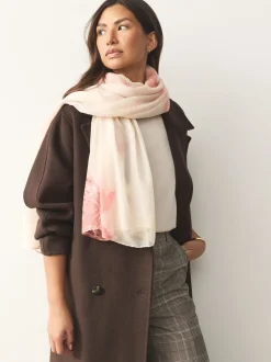 Impression florale rose - Foulard plissé léger