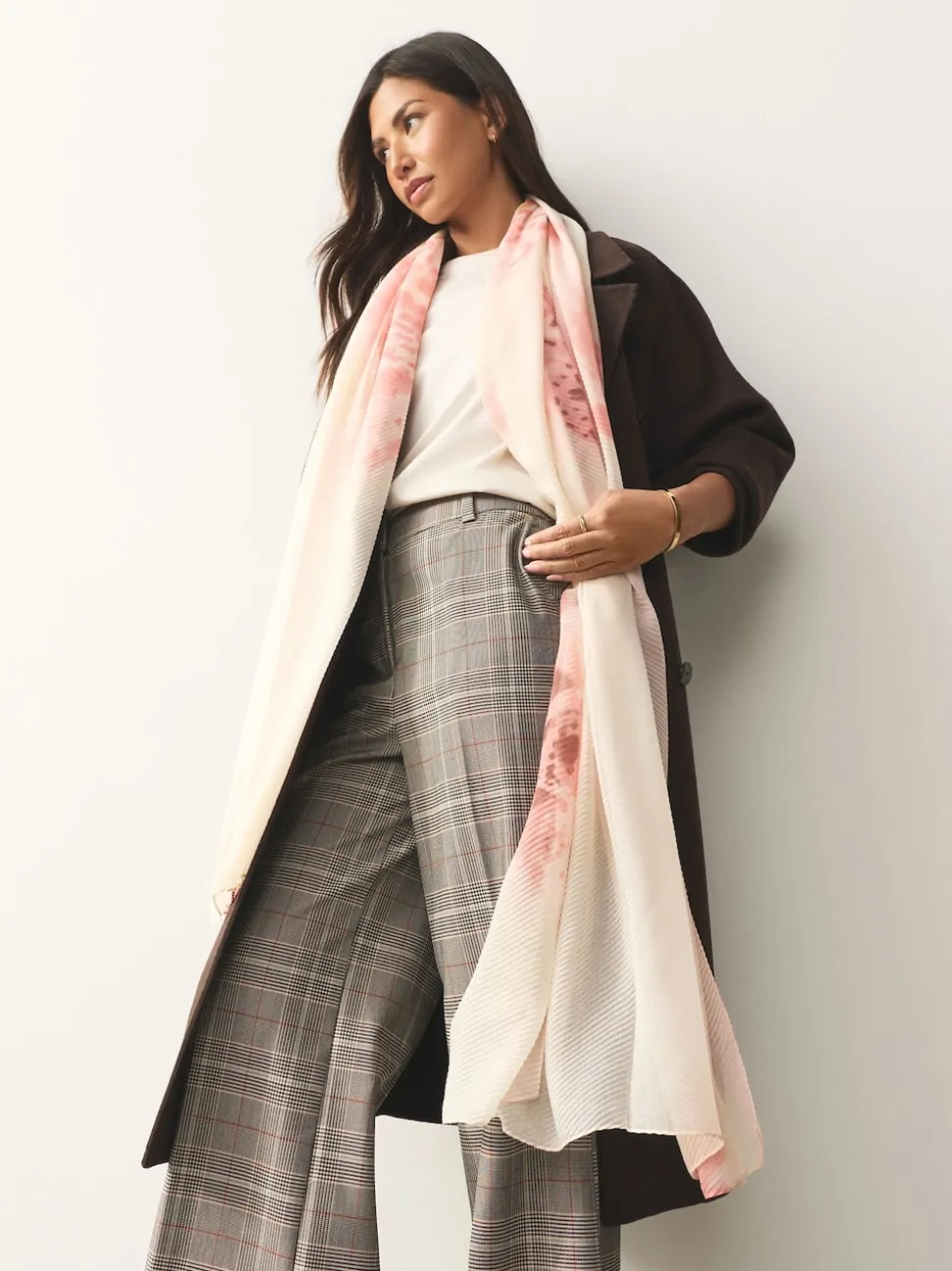 Impression florale rose - Foulard plissé léger