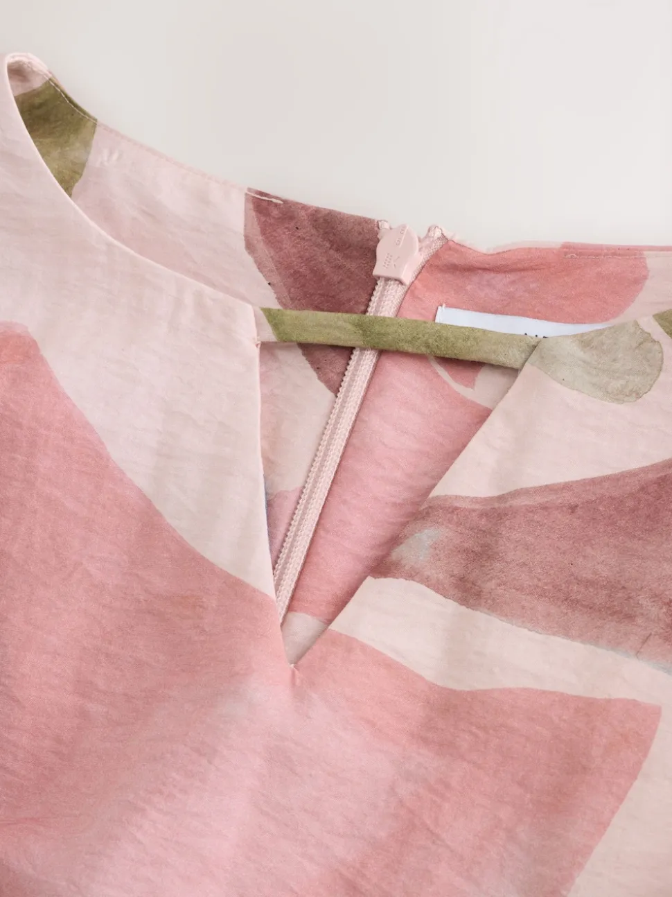 Impression florale rose - Robe longue caftan à col en V 3/4