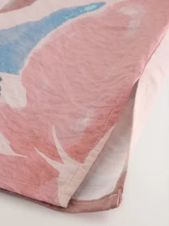 Impression florale rose - Robe longue caftan à col en V 3/4