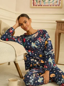 Impression marine - Love & Roses Ensemble de pyjama à manches longues en jersey