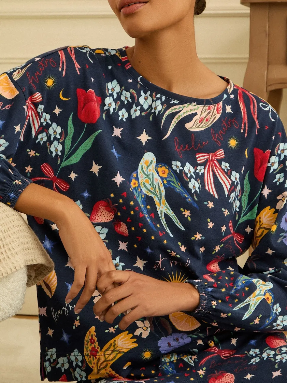 Impression marine - Love & Roses Ensemble de pyjama à manches longues en jersey