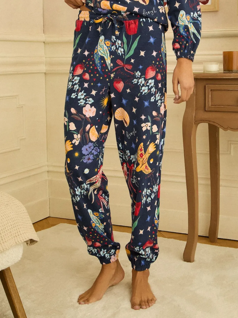Impression marine - Love & Roses Ensemble de pyjama à manches longues en jersey