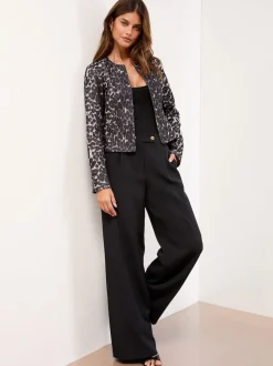 Imprimé animal gris - Blazer sans col Lipsy Raccourci