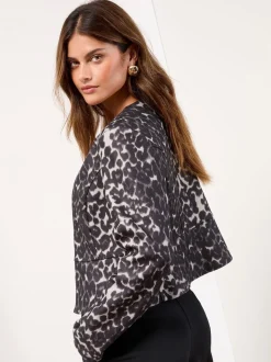 Imprimé animal gris - Blazer sans col Lipsy Raccourci