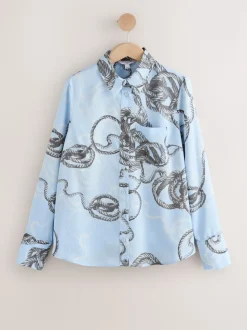 Imprimé corde bleu - Chemise à manches longues
