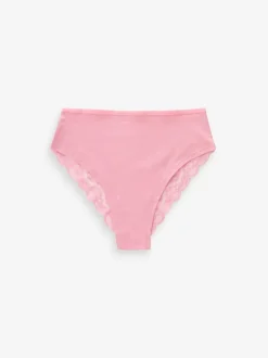 Imprimé cœurs noir/rose - Lot de 4 culottes en coton et dentelle