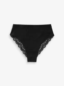 Imprimé cœurs noir/rose - Lot de 4 culottes en coton et dentelle