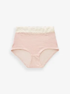 Imprimé cœurs noir/rose - Lot de 4 culottes en coton et dentelle
