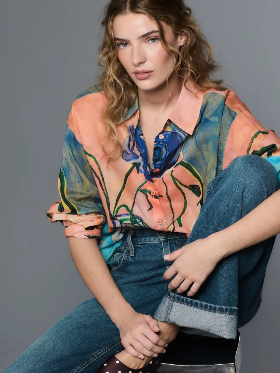 Imprimé Elizabeth Power Artist - Chemise décontractée Manche longue en coton léger