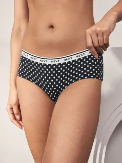 Imprimé floral noir / blanc - Lot de 4 culottes à logo en coton