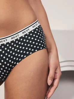 Imprimé floral noir / blanc - Lot de 4 culottes à logo en coton