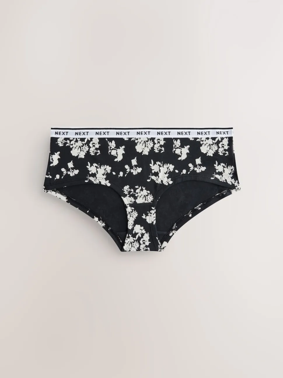 Imprimé floral noir / blanc - Lot de 4 culottes à logo en coton