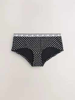 Imprimé floral noir / blanc - Lot de 4 culottes à logo en coton